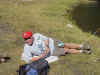 Me fishing at Mallard talking to the Cady boys, whose horse was just about to try and crap on me